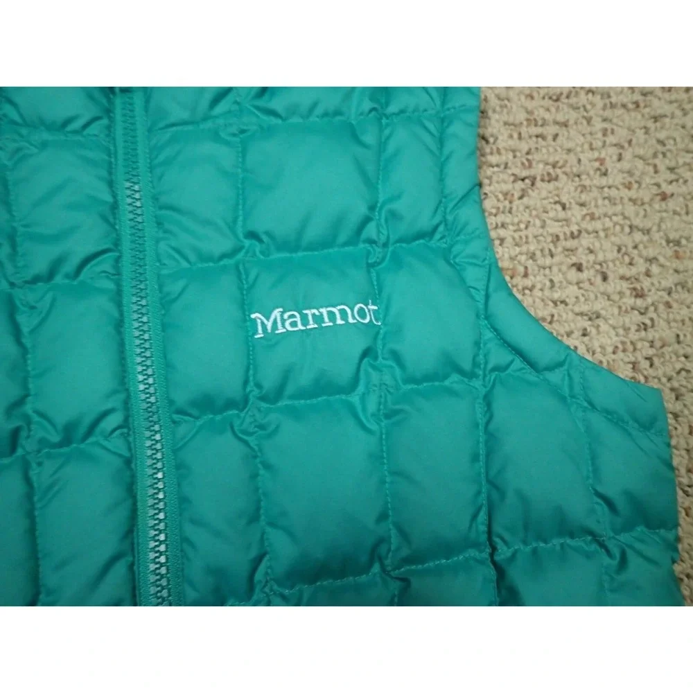 Marmot‎ Puffer Vest Girls Size Small Teal Blue Excellent Quilted Full Zip